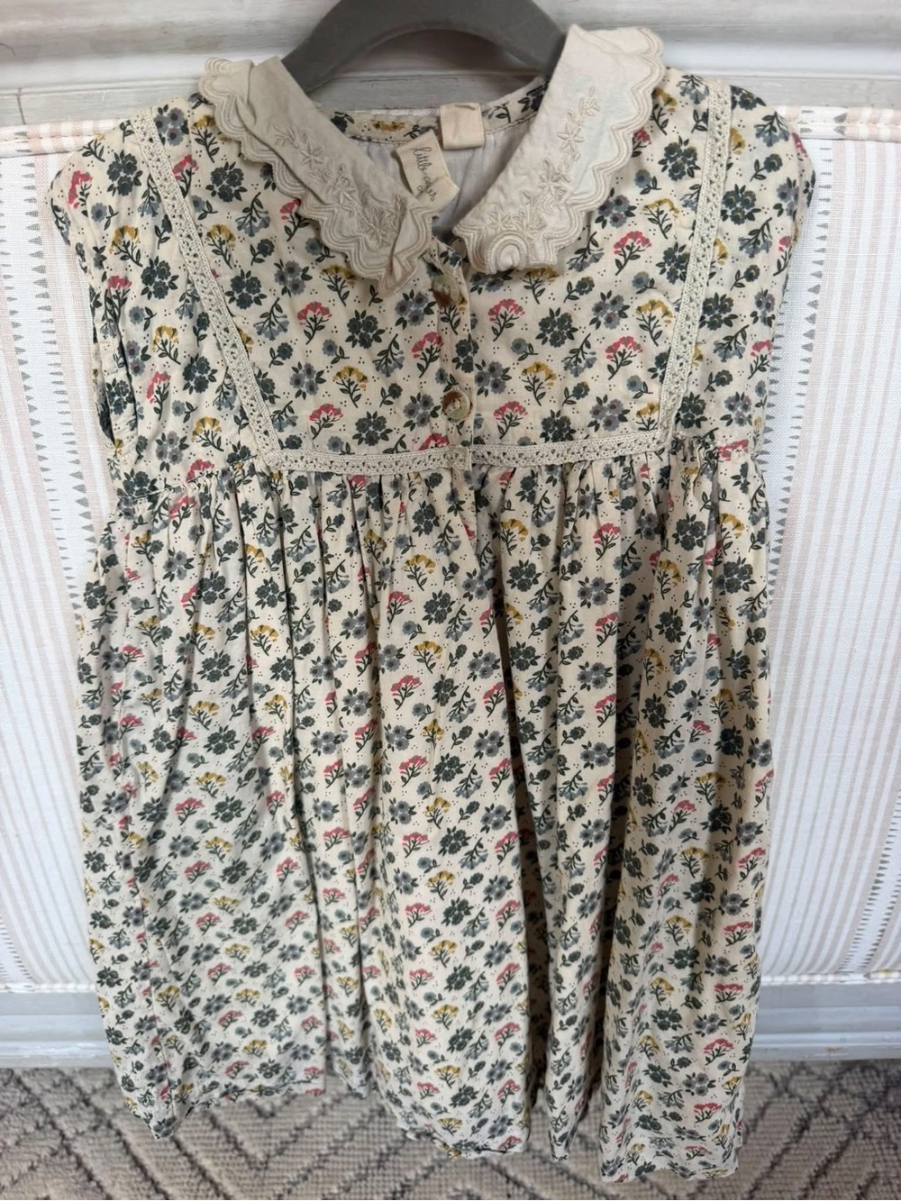 Little Cotton Clothes Floral Vintage-Style Cream Dress